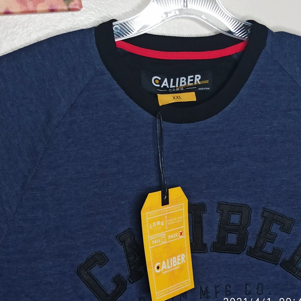Caliber Men's Sweater Size XXL Navy Blue Long Sleeves Comfort Round Neck Comfort - Picture 2 of 8